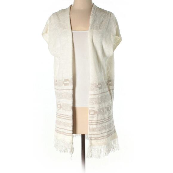 Old Navy White Tone Fringe Long Bohemian Knit Cardigan - Picture 1 of 7